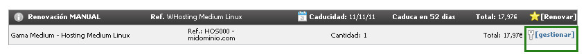 Gestionar hosting Gestionar hosting