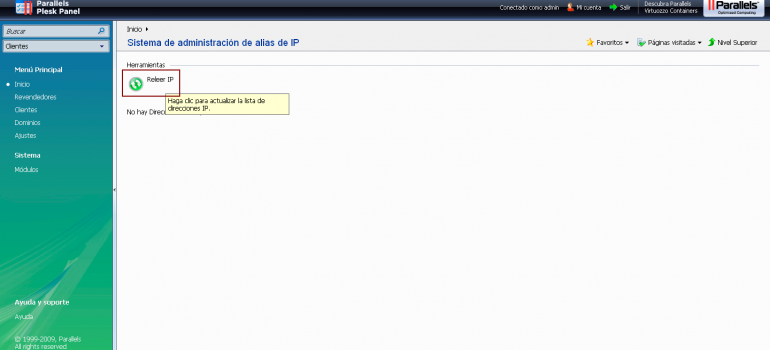 No puedo crear dominios en PLESK o cómo releer ips