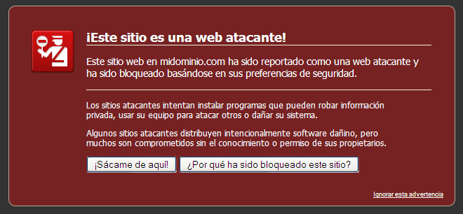 Este sitio es una web atacante - Firefox