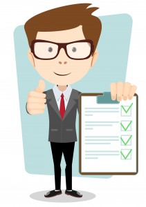 Businessman Hipster Holding a Paper With Green Flags, Vector