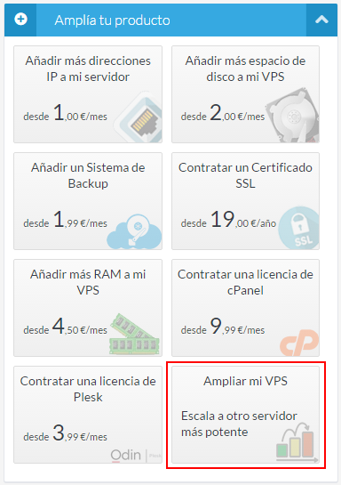 Ampliar mi VPS