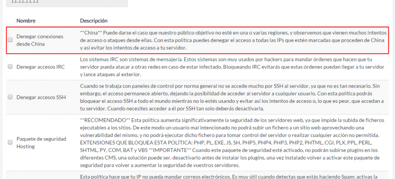 Nueva política de seguridad: bloquea accesos procedentes de China