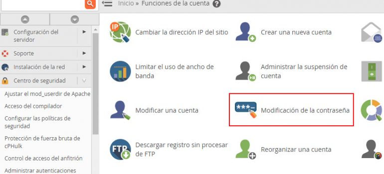 Cómo cambiar la contraseña de una cuenta de cPanel desde WHM