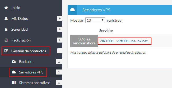 Listado servidores VPS