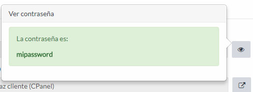 Consulta la contraseña del cPanel o Plesk de tu servidor VPS desde tu Extranet de Cliente
