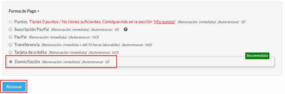 Formas de pago