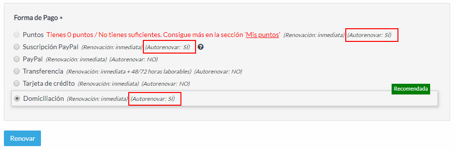 Renovación automática