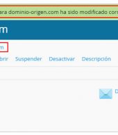 Crear una redirección de dominio en Plesk