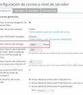 Cambiar el tamaño máximo de los emails en Plesk
