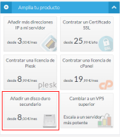 Ahora puedes añadir un disco secundario a tu VPS